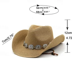 Women's Cowboy Hats Metal Carving Band Western Hats Women Hats