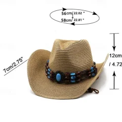 Best Women's Cowboy Hats Vintage Turquoise Band Vacation Western Hats Women Hats