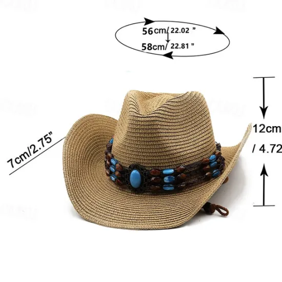 Best Women's Cowboy Hats Vintage Turquoise Band Vacation Western Hats Women Hats