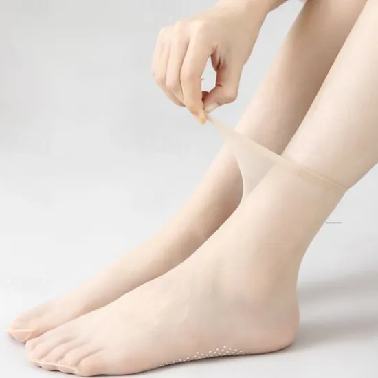 Online Women's Crew Socks Home Daily Solid Color Spandex Acrylic Fibers Nylon Simple Casual Skidproof Casual 5 Pairs Women Socks