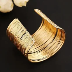 Online Women's Cuff Bracelet Wide Bangle Layered Simple Fashion European Alloy Bracelet Jewelry Silver / Gold For Daily Women Trendy Jewelry