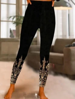 Sale Women's Culottes Wide Leg Fashion Ankle-Length High Waist Graphic Printing Micro-elastic Work Dailywear Fall Winter Loose Fit Women Leggings