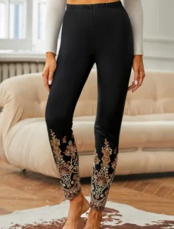 Sale Women's Culottes Wide Leg Fashion Ankle-Length High Waist Graphic Printing Micro-elastic Work Dailywear Fall Winter Loose Fit Women Leggings