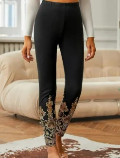 Sale Women's Culottes Wide Leg Fashion Ankle-Length High Waist Graphic Printing Micro-elastic Work Dailywear Fall Winter Loose Fit Women Leggings