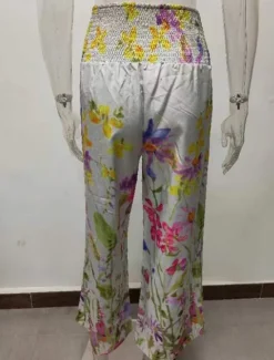 Clearance Women's Culottes Wide Leg Chinos Vacation Vintage Fashion Full Length High Waist Floral Pocket Elastic Waistband Comfy Soft Comfortable Micro-elastic Outdoor Vacation Magenta Robin's Egg Blue Pink Women Pants|Spring Pants