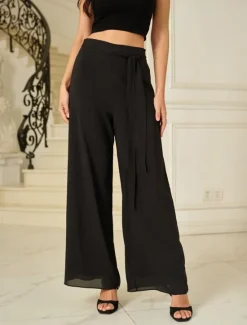 Hot Women's Culottes Wide Leg Pants Trousers Elegant Full Length Medium Waist Plain Elastic Waist Micro-elastic Formal Office Dailywear Summer Spring Fall Loose Fit Women Pants