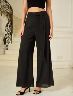 Hot Women's Culottes Wide Leg Pants Trousers Elegant Full Length Medium Waist Plain Elastic Waist Micro-elastic Formal Office Dailywear Summer Spring Fall Loose Fit Women Pants
