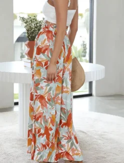 Clearance Women's Culottes Wide Leg Chinos Fashion Streetwear Casual Daily Full Length High Waist Plain Pocket Drawstring Comfy Soft Comfortable Micro-elastic Outdoor Vacation Street Forest Green Orange Summer Women Pants|Spring Pants