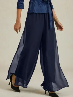 Hot Women's Culottes Wide Leg Straight-Leg Trousers Elegant Stylish Classic Style Full Length Medium Waist Solid Color Elastic Waist Stretchy Wedding Vacation Party Spring, Fall, Winter, Summer Women Pants