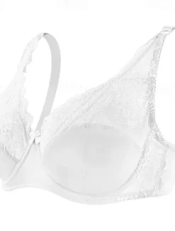 Discount Women's Curve Plus Size Solid Color Pure Color Flower / Floral Lace Lingerie Sexy V Neck Winter Fall Sheer Bras 3/4 Cup Black Dusty Rose Red Big Size 85/38C 90/40C 95/42C 100/44C Home Outfits Women Lingerie