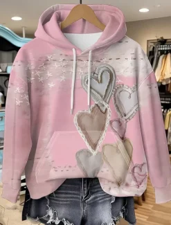 Best Women's 3D Print Pullover Hoodie Sweatshirt Graphic Casual Long Sleeve Hooded Regular Tops Party Evening Wear Street Dailywear Pink Red Purple Gray Spring Fall Winter Women Hoodies & Sweatshirts|Women's Tops