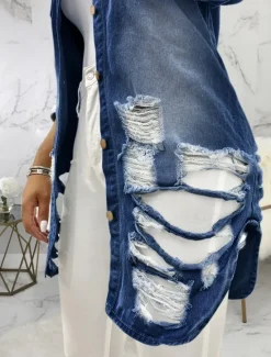Discount Women's Denim Jacket Outdoor Street Daily Wear Fall Winter Regular Coat Regular Fit Thermal Warm Breathable Stylish Casual Jacket Long Sleeve Solid Color with Pockets Light Blue Black Navy Blue Women Jackets