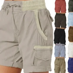 Clearance Women's Drawstring Elastic Waist Ripstop Breathable Quick Dry Light Blue Dark Khaki grey blue turmeric Summer Spring Women Shorts