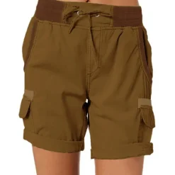 Clearance Women's Drawstring Elastic Waist Ripstop Breathable Quick Dry Light Blue Dark Khaki grey blue turmeric Summer Spring Women Shorts