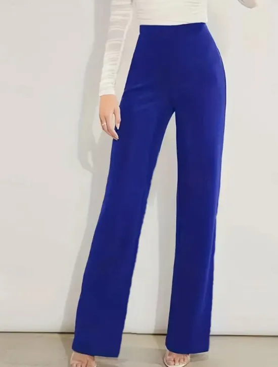 Hot Women's Dress Pants Pants Trousers Straight Elegant Fashion Streetwear Full Length High Waist Plain High Cut Straight Leg Breathability Soft Comfortable Micro-elastic Work Street Business Black Royal Women Pants