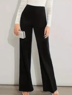 Hot Women's Dress Pants Pants Trousers Straight Elegant Fashion Streetwear Full Length High Waist Plain High Cut Straight Leg Breathability Soft Comfortable Micro-elastic Work Street Business Black Royal Women Pants