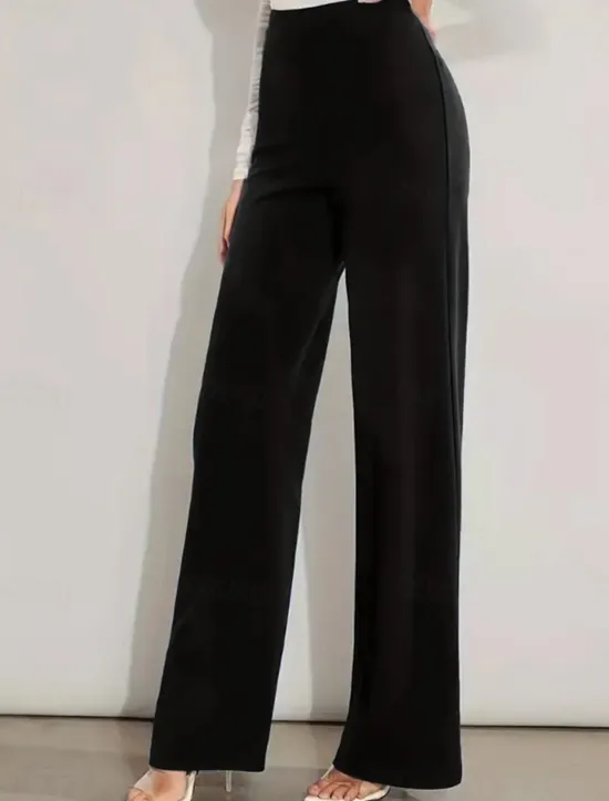 Hot Women's Dress Pants Pants Trousers Straight Elegant Fashion Streetwear Full Length High Waist Plain High Cut Straight Leg Breathability Soft Comfortable Micro-elastic Work Street Business Black Royal Women Pants