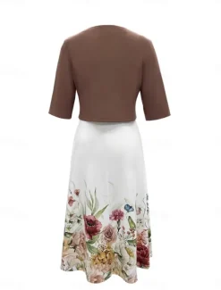 Best Women's Dress Set Casual Dress Swing Dress Print Dress Fashion Modern Floral Print Midi Dress Half Sleeve V Neck Outdoor Date White Royal Blue Blue Summer Regular Fit Women Spring Dresses