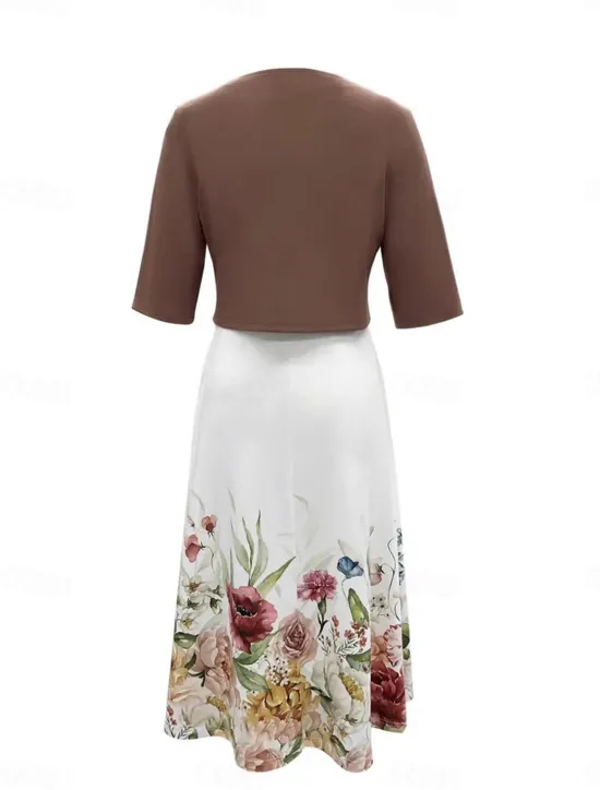 Best Women's Dress Set Casual Dress Swing Dress Print Dress Fashion Modern Floral Print Midi Dress Half Sleeve V Neck Outdoor Date White Royal Blue Blue Summer Regular Fit Women Spring Dresses