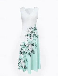 Best Women's Dress Set Casual Dress Swing Dress Print Dress Fashion Modern Floral Print Midi Dress Half Sleeve V Neck Outdoor Date White Royal Blue Blue Summer Regular Fit Women Spring Dresses