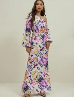Women's Dress Set Casual Dress Sheath Dress Print Dress Fashion Streetwear Graphic Abstract Print Maxi Dress Long Sleeve One Shoulder Outdoor Vacation Red Royal Blue Sky Blue Summer Spring Loose Fit Women Two Piece Sets