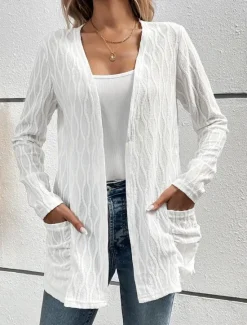 Outlet Women's Dressy Dusters Dressy Jackets Casual Jacket Spring Fall Winter Regular Coat Regular Fit Comfortable Casual / Daily Fashion Jacket Long Sleeve non-printing Solid Color Plain Adjustable Black Women Cardigans & Outerwears