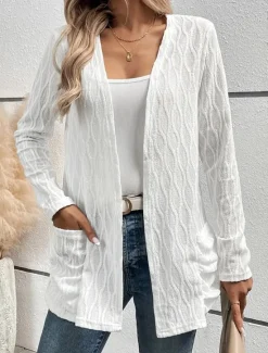 Outlet Women's Dressy Dusters Dressy Jackets Casual Jacket Spring Fall Winter Regular Coat Regular Fit Comfortable Casual / Daily Fashion Jacket Long Sleeve non-printing Solid Color Plain Adjustable Black Women Cardigans & Outerwears