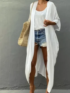 Sale Women's Dressy Dusters Dressy Jackets Vacation Outdoor clothing Holiday Summer Spring Fall Coat Regular Fit Comfy Outdoor Swimming Sports Vacation Holiday Modern Jacket Pure Color Lace up Pleated Women Blouses & Shirts
