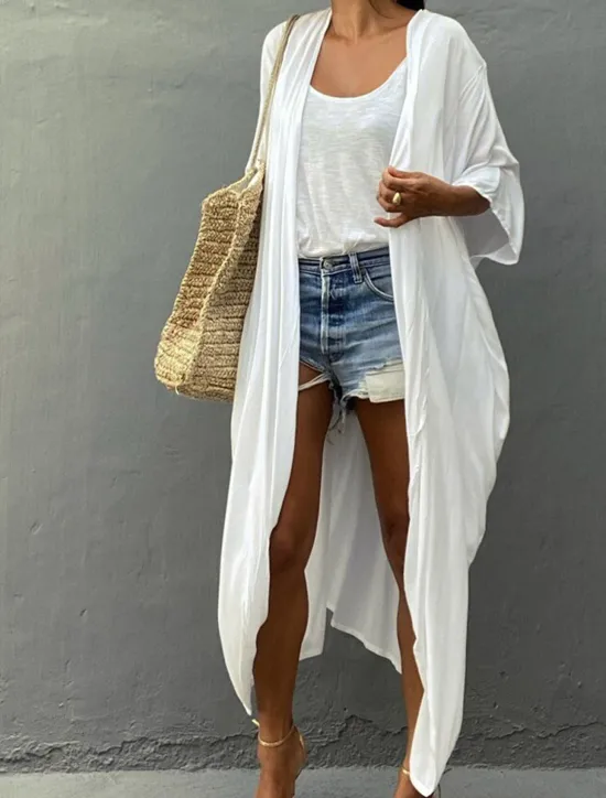 Sale Women's Dressy Dusters Dressy Jackets Vacation Outdoor clothing Holiday Summer Spring Fall Coat Regular Fit Comfy Outdoor Swimming Sports Vacation Holiday Modern Jacket Pure Color Lace up Pleated Women Blouses & Shirts