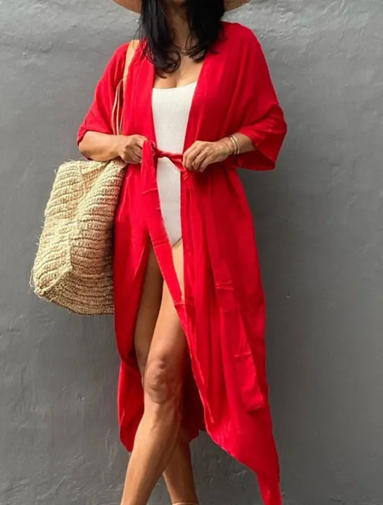 Sale Women's Dressy Dusters Dressy Jackets Vacation Outdoor clothing Holiday Summer Spring Fall Coat Regular Fit Comfy Outdoor Swimming Sports Vacation Holiday Modern Jacket Pure Color Lace up Pleated Women Blouses & Shirts