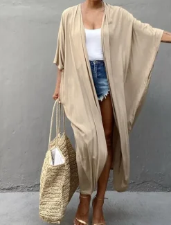 Sale Women's Dressy Dusters Dressy Jackets Vacation Outdoor clothing Holiday Summer Spring Fall Coat Regular Fit Comfy Outdoor Swimming Sports Vacation Holiday Modern Jacket Pure Color Lace up Pleated Women Blouses & Shirts