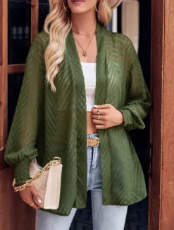 Best Women's Dressy Dusters Dressy Jackets Casual Jacket Vacation Street Daily Wear Summer Spring Regular Coat Regular Fit Comfortable Breathable Casual Jacket Long Sleeve non-printing Plain Oversized Women Cardigans & Outerwears|Jackets