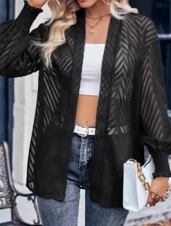 Best Women's Dressy Dusters Dressy Jackets Casual Jacket Vacation Street Daily Wear Summer Spring Regular Coat Regular Fit Comfortable Breathable Casual Jacket Long Sleeve non-printing Plain Oversized Women Cardigans & Outerwears|Jackets