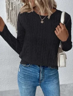 Online Women's Dressy Tops Elegant Long Sleeve Crew Neck Regular Tops White [shipping within 48 hours] Black [shipping within 48 hours] Summer Spring Women Lace Tops