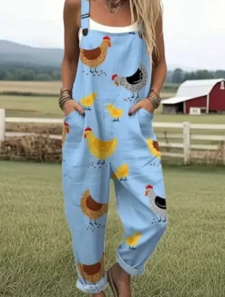 Best Women's Dungarees Active Floral Sleeveless Sleeveless Straight Square Neck Pocket with Pocket Vacation Street Loose Fit White Yellow Army Green Summer Women Graphic Jumpsuit