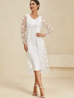 Outlet Women's Duster Lace Embroidered Elegant Basic Casual Floral Formal Short Crewneck Loose Fit long Sleeve Outerwear Navy Blue Summer Spring Women Coats & Trench Coats