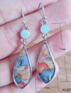 Women's Earrings Ethnic Style Outdoor Color Block Earring Women Trendy Jewelry