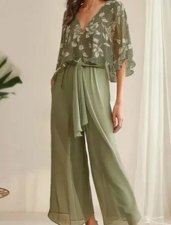 Online Women's Elegant Blouse Wide Leg Pants Half Sleeve V Neck Floral Bow WorkWear Daily Wear Summer Loose Fit Women Two Piece Sets