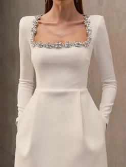 New Women's Elegant Dress Midi Dress Patchwork Elegant U Neck Black White Red Color Women Cocktail Dress
