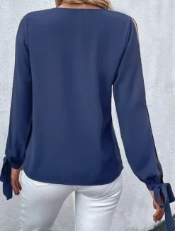 Women's Elegant Lace Tops Eyelet Blouse Stylish Modern Lace Hollow Out Long Sleeve Regular Tops V Neck Work Daily Romantic Petite Tops Summer Holiday Wear Semi Formal Blouses Women Lace Tops
