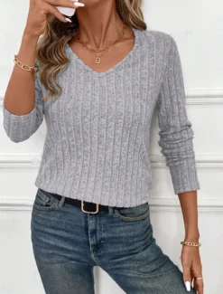 Discount Women's Elegant Lace Tops Eyelet Blouse Fashion Modern Casual Plain Regular Tops Long Sleeve V Neck Regular Fit Daily Weekend Romantic Petite Tops Summer Holiday Wear Black Light Grey Beige Fall Women Lace Tops