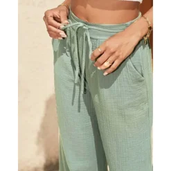 New Women's EU / US Size Cotton Linen Pants Straight Comfort Trousers Full Length Natural Plain Drawstring Comfy Inelastic Daily Wear Casual Daily Apple Green Black Walnut Spring Fall & Winter Loose Fit Women Pants