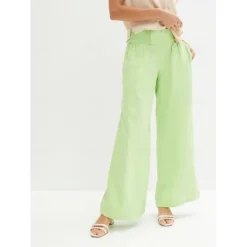 Clearance Women's EU / US Size Cotton Linen Pants Straight Casual / Sporty Full Length Natural Plain Pocket Breathable Inelastic Vacation Apple Green Light Coffee Dark Chocolate Spring & Fall Loose Fit Women Pants