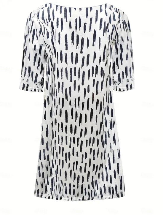 Hot Women's EU / US Size Midi Dress Jumper Dress Boho Dress Spring Dress Boho Wedding Guest Dress Elegant Bohemia Stylish Elbow Sleeve Vacation Work Daily Loose Fit Geometric Plaid 3/4 Length Sleeve V Women Floral Dresses