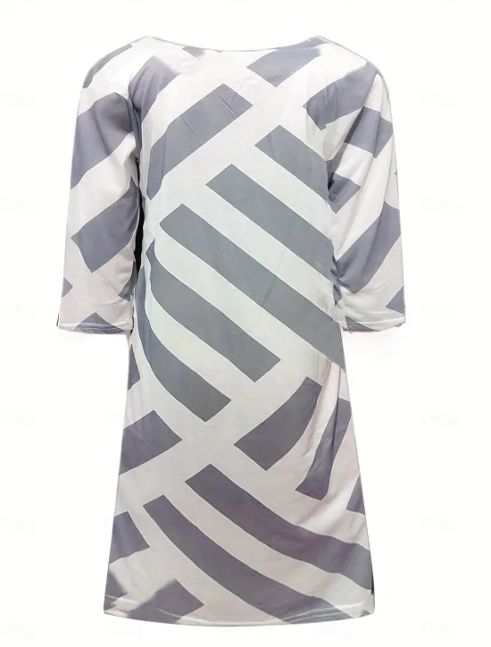 Hot Women's EU / US Size Midi Dress Jumper Dress Boho Dress Spring Dress Boho Wedding Guest Dress Elegant Bohemia Stylish Elbow Sleeve Vacation Work Daily Loose Fit Geometric Plaid 3/4 Length Sleeve V Women Floral Dresses