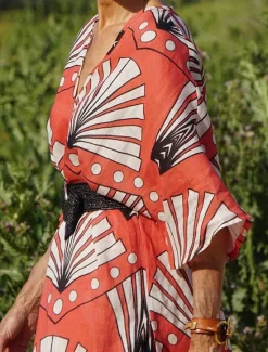 Best Women's EU / US Size2 Pieces SetsVacation Daily Crop Top Chinos Beach Shorts Half Sleeve V Neck Leaves Print Outdoor Casual Daily Fall Loose Fit Women Two Piece Sets