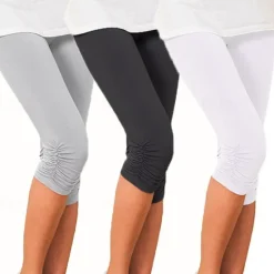 Best Women's Fashion Capri shorts Calf-Length Pants Casual Weekend Stretchy Plain Tummy Control Butt Lift Mid Waist Skinny Green White Black Blue Gray S M L XL XXL Women Leggings