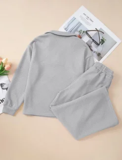 New Women's Fashion Streetwear Daily Sweatshirt Sweatpants Wide Leg Pants Long Sleeve Shirt Collar Plain Drawstring Casual Daily Black Navy Blue Gray Spring & Fall Regular Fit Women Two Piece Sets
