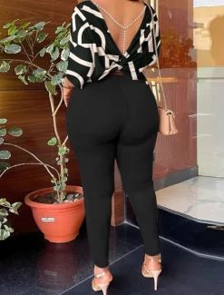 Sale Women's Fashion Streetwear Daily Pants Sets Long Sleeve Round Neck Ombre Letter Print Casual Daily Black White Navy Blue Summer Regular Fit Women Two Piece Sets