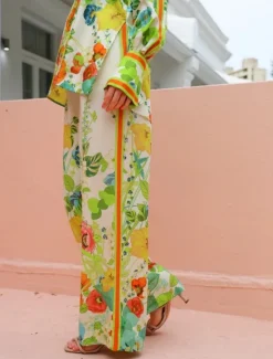 Hot Women's Fashion Streetwear Daily Shirt Blouse Wide Leg Pants Long Sleeve Shirt Collar Plain Print Casual Daily Spring & Fall Regular Fit Women Two Piece Sets